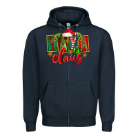 Navy Christmas Yaya Claus Zipper Hoodie - FaDigitalArtStudio