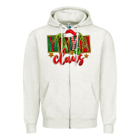 Oatmeal Heather Christmas Yaya Claus Zipper Hoodie - FaDigitalArtStudio