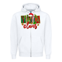 White Christmas Yaya Claus Zipper Hoodie - FaDigitalArtStudio