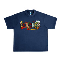 Navy Christmas Teacher Urban Heavy Tee - NancyCooperArtShop