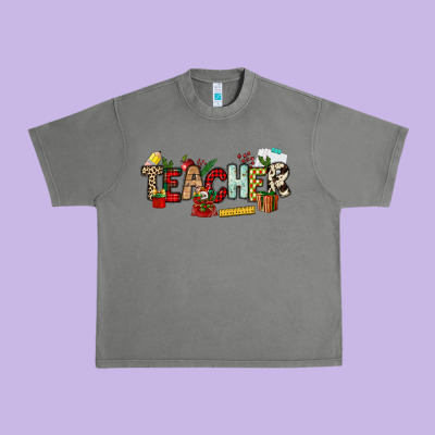 Christmas Teacher Urban Heavy Tee Designed By Nancycooperartshop