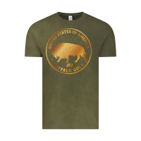 Vintage Olive Buffalo Gold Native American - Bison Vintage Tee - artisFamous
