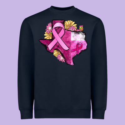 Texas Cancer Awareness Map Heavyweight Sweatshirt Designed By Fadigitalartstudio