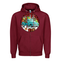 Burgundy Tis The Season Truck Zipper Hoodie - FaDigitalArtStudio
