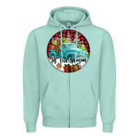 Seafoam Tis The Season Truck Zipper Hoodie - FaDigitalArtStudio