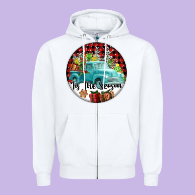 Tis The Season Truck Zipper Hoodie Designed By Fadigitalartstudio