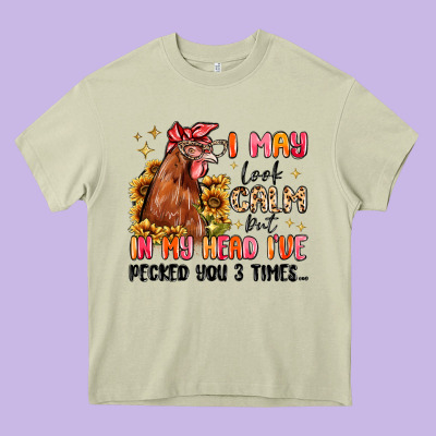 I May Look Calm But In My Head I've Pecked You Heavy Core Tee Designed By Maliassmallbusiness