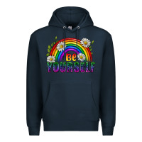 Navy Be Yourself Pride Lgbtq Premium Hoodie - BundleAndBundleShop
