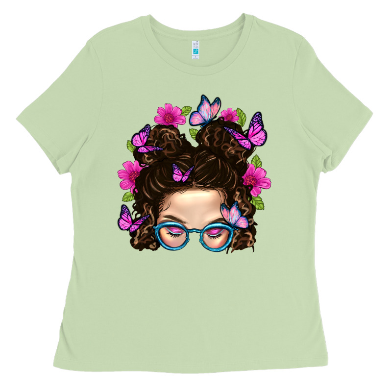Messy Bun Mom With Butterfly Ladies Tee by BundleAndBundleShop | Teevron