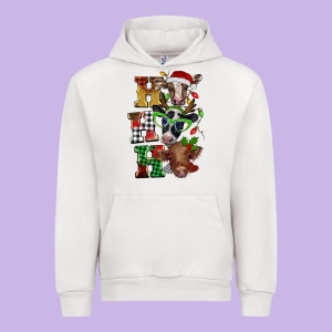 Christmas Ho Ho Ho Cow Urban Hoodie Designed By Barkaloodesign