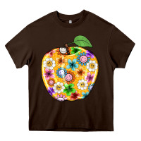 Colorful Flora Apple Teacher Heavy Core Tee | Teevron