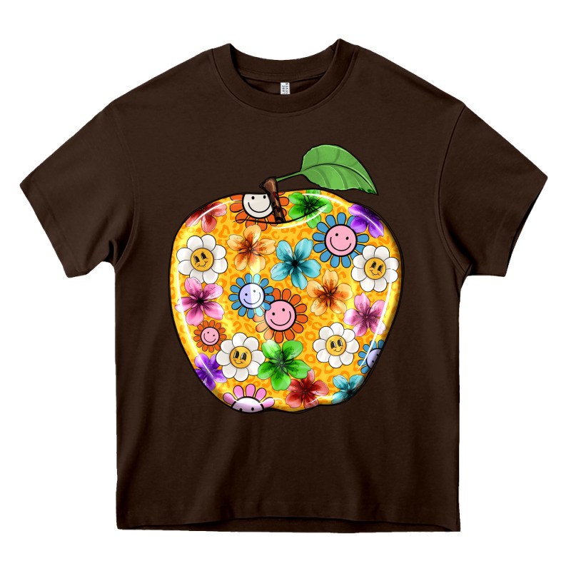 Colorful Flora Apple Teacher Heavy Core Tee by NancyCooperArtShop | Teevron