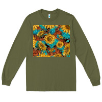 Army Green rustic sunflowers Long Sleeve Tee - TumblerDesignByShophia