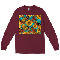 Burgundy rustic sunflowers Long Sleeve Tee - TumblerDesignByShophia