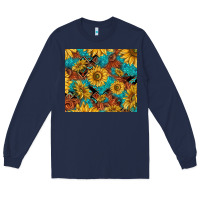 Navy rustic sunflowers Long Sleeve Tee - TumblerDesignByShophia