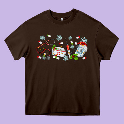 Christmas Nurse Heavy Core Tee Designed By Maliassmallbusiness