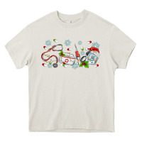 Cream christmas nurse Heavy Core Tee - MaliasSmallBusiness