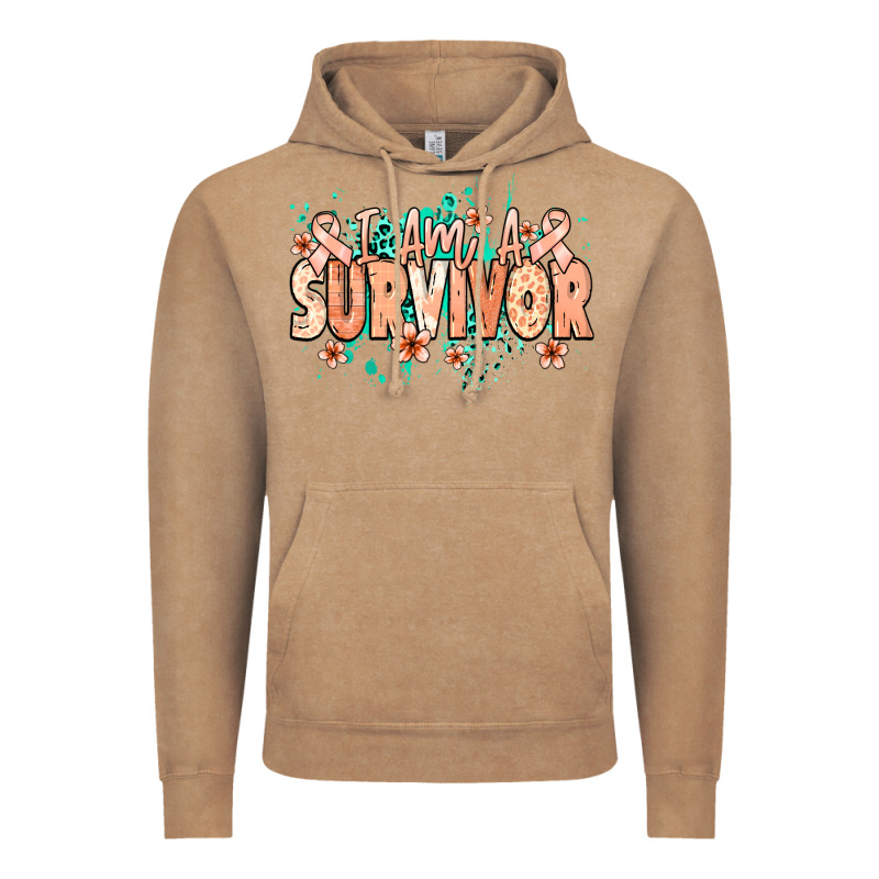 I Am A Survivor Peach Ribbon Vintage Hoodie by NancyCooperArtShop | Teevron
