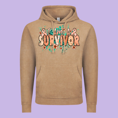 I Am A Survivor Peach Ribbon Vintage Hoodie Designed By Nancycooperartshop