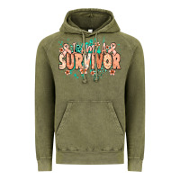 Vintage Olive I am a survivor peach ribbon Vintage Hoodie - NancyCooperArtShop