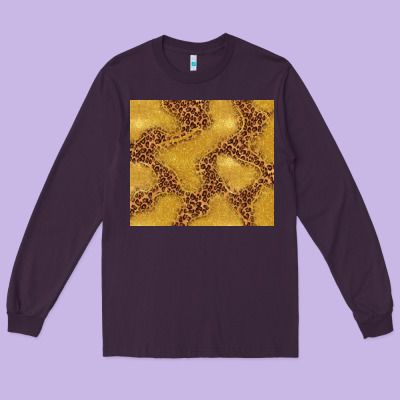 Gold Glitter With Leopard Pattern Long Sleeve Tee Designed By Tumblerdesignbyshophia