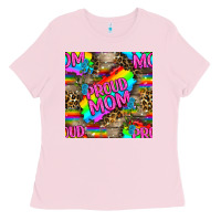 Bubblegum Pink Pride LGBTQ+ Proud Mom With Leoapard Patterns Ladies Tee - BundleAndBundleShop