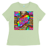 Matcha Pride LGBTQ+ Proud Mom With Leoapard Patterns Ladies Tee - BundleAndBundleShop