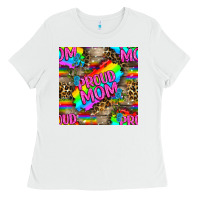 White Pride LGBTQ+ Proud Mom With Leoapard Patterns Ladies Tee - BundleAndBundleShop