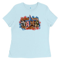 Baby Blue Patriotic Mama Ladies Tee - BundleAndBundleShop