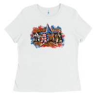 White Patriotic Mama Ladies Tee - BundleAndBundleShop