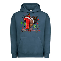 Pigment Midnight Navy my first christmas african girl Urban Hoodie - BarkalooDesign