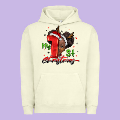 My First Christmas African Girl Urban Hoodie Designed By Barkaloodesign