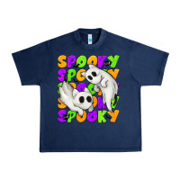 Navy Spooky with Ghost Cats Urban Heavy Tee - texasbilliewilder