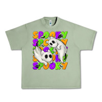 Oil Green Spooky with Ghost Cats Urban Heavy Tee - texasbilliewilder
