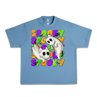 Pebble Blue Spooky with Ghost Cats Urban Heavy Tee - texasbilliewilder