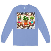 Colony Blue cowhide succulent Long Sleeve Tee - TumblerDesignByShophia