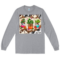 Heather Grey cowhide succulent Long Sleeve Tee - TumblerDesignByShophia