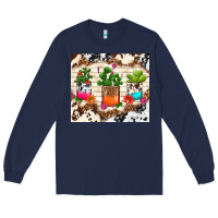 Navy cowhide succulent Long Sleeve Tee - TumblerDesignByShophia