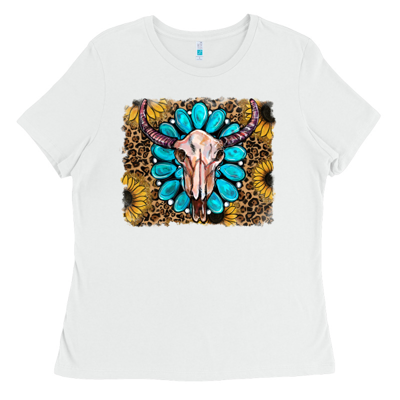 Leopard Sunflowers And Gemstone Skull Ladies Tee by RanaPortraitStore | Teevron