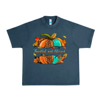 Midnight Navy pumpkin thankful and blessed Urban Heavy Tee - NancyCooperArtShop