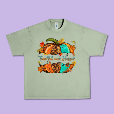 Pumpkin Thankful And Blessed Urban Heavy Tee Designed By Nancycooperartshop