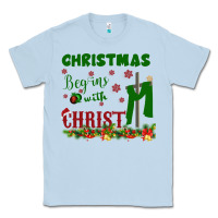 Dusty Blue Christmas Begins With Christ Classic Tee - Bettercallsaul