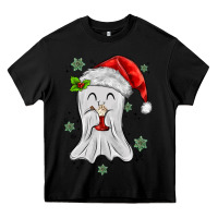 Black merry christmas ghost Heavy Core Tee - MaliasSmallBusiness