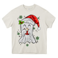 Cream merry christmas ghost Heavy Core Tee - MaliasSmallBusiness