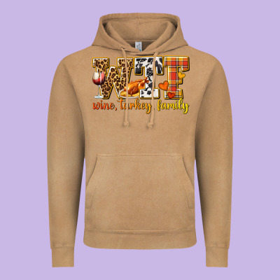 Wtf Wine Turkey Family Vintage Hoodie Designed By Texasbilliewilder