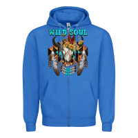 True Royal Wild Soul Bull Skull Zipper Hoodie - FaDigitalArtStudio