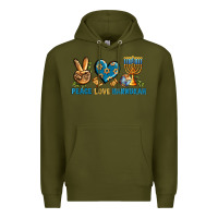 Army Green Peace Love Hannukah Premium Hoodie - BundleAndBundleShop
