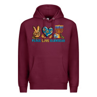 Burgundy Peace Love Hannukah Premium Hoodie - BundleAndBundleShop
