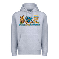 Heather Grey Peace Love Hannukah Premium Hoodie - BundleAndBundleShop