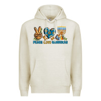 Oatmeal Heather Peace Love Hannukah Premium Hoodie - BundleAndBundleShop